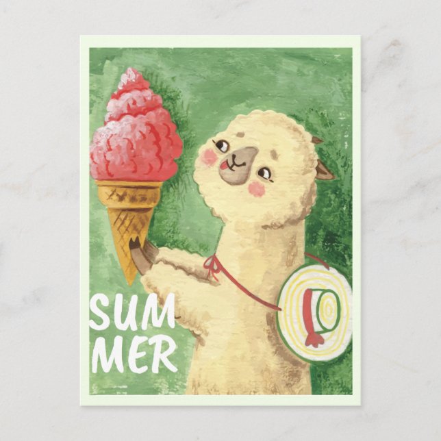 Summer Llama Postcard (Front)