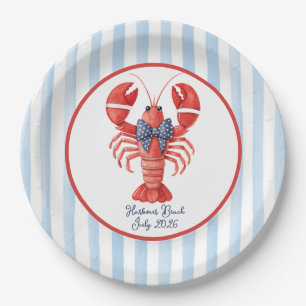 Summer Lobster with Coastal Stripe Paper Plate