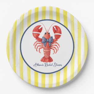 Summer Lobster, Yellow Striped Paper Plate