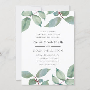 Summer Love Green Leaf Wedding Invitation