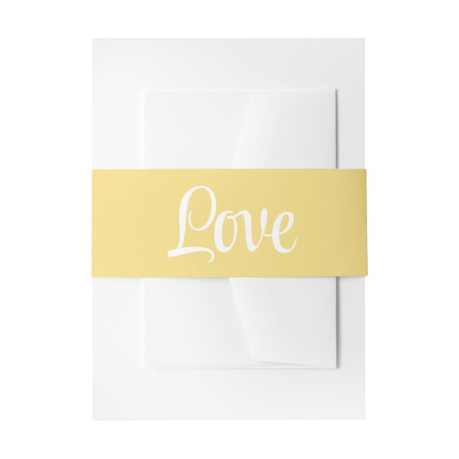 Summer Love Minimalist Pastel Yellow Wedding Invitation Belly Band (Front Example)