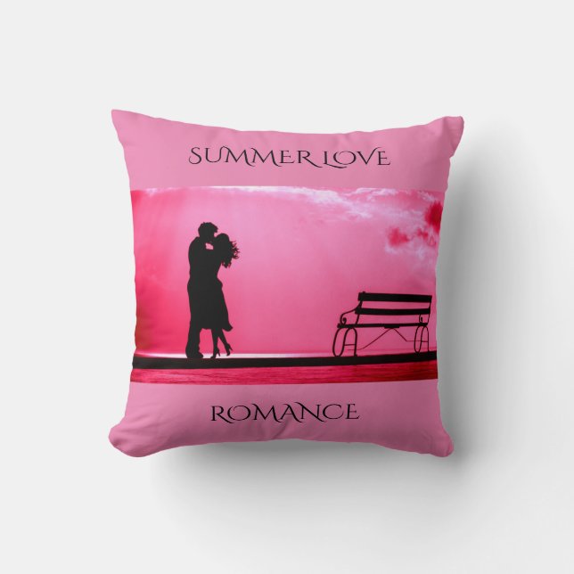 'SUMMER LOVE" pink throw pillow. Throw Pillow (Front)
