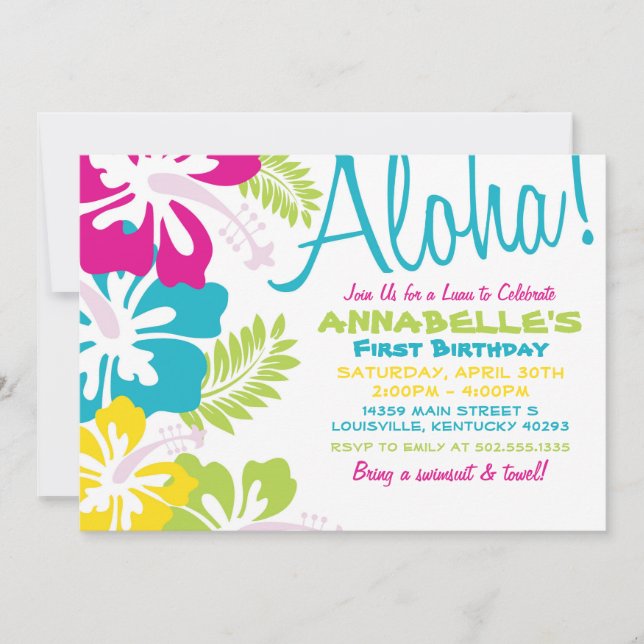Summer Luau Hawaiian Invitation (Front)