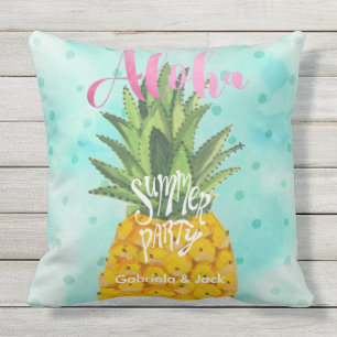 Summer Luau Party Pineapple Outdoor Pillow