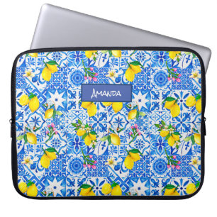 Summer majolica blue Sicilian citrus Mediterranean Laptop Sleeve
