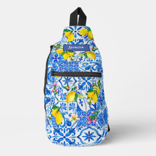 Summer majolica blue Sicilian citrus Mediterranean Sling Bag
