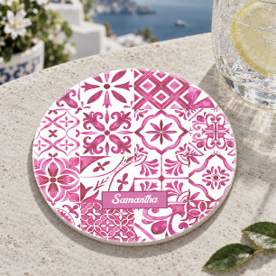 Summer majolica red Sicilian Mediterranean Coaster