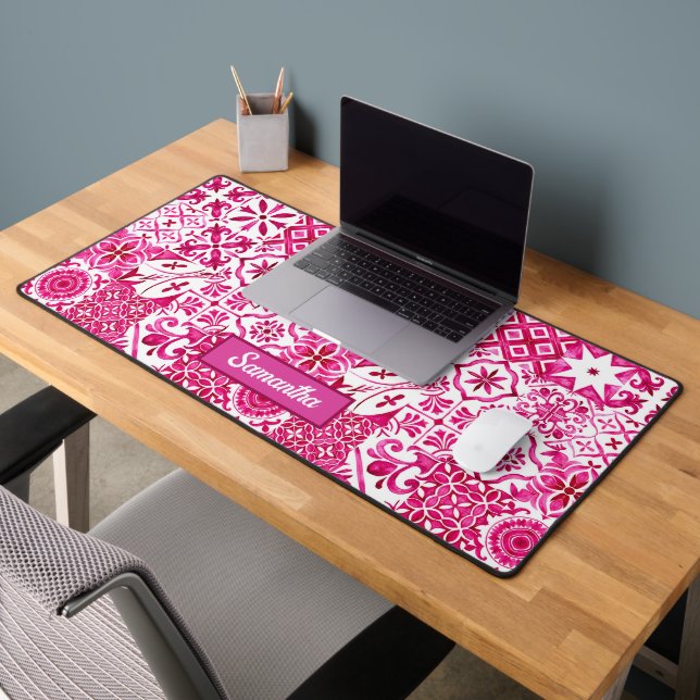 Summer majolica red Sicilian Mediterranean Desk Mat (Office 2)