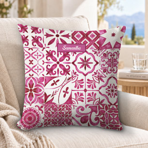 Summer majolica red Sicilian Mediterranean Throw Pillow