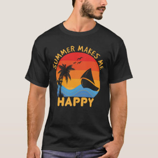 Summer Makes Me Happy Cool Beach Vacation Cruise T-Shirt