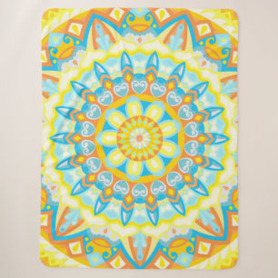 Summer Mandala Bright Yellow Orange Cozy Boho Sherpa Blanket