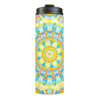 Summer Mandala Travel Bright Yellow Orange Boho Thermal Tumbler