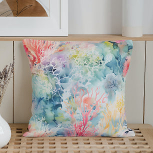 Summer Marine Coral Reef Throw Pillow