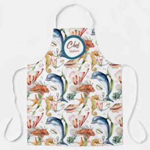 Summer Marine Life, Dolphins, Editable  Apron