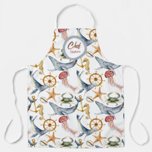 Summer Marine Life, Whales, Editable Apron