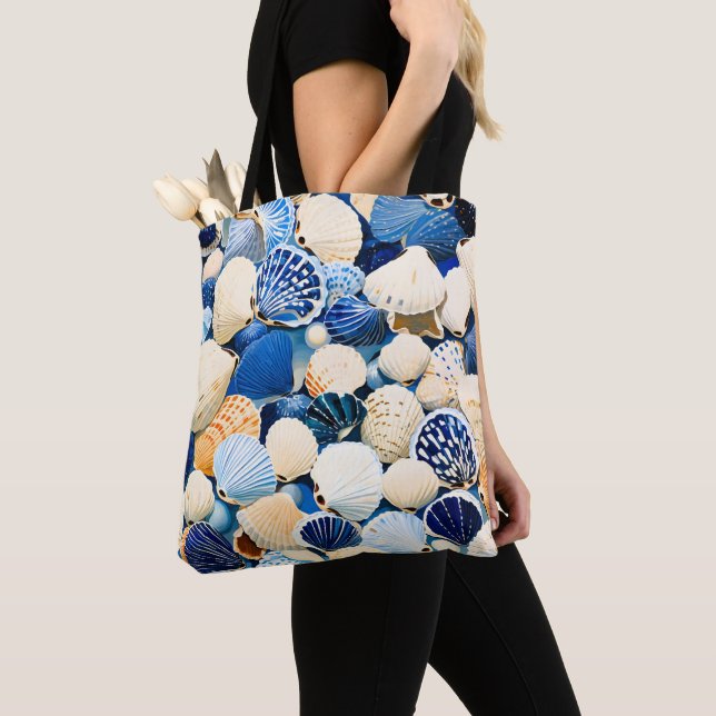 Summer Marine Seashells  Tote Bag (Close Up)