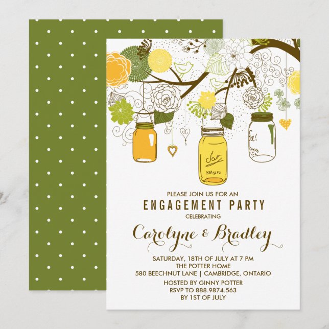 Summer Mason Jars | Engagement Party Invitation (Front/Back)