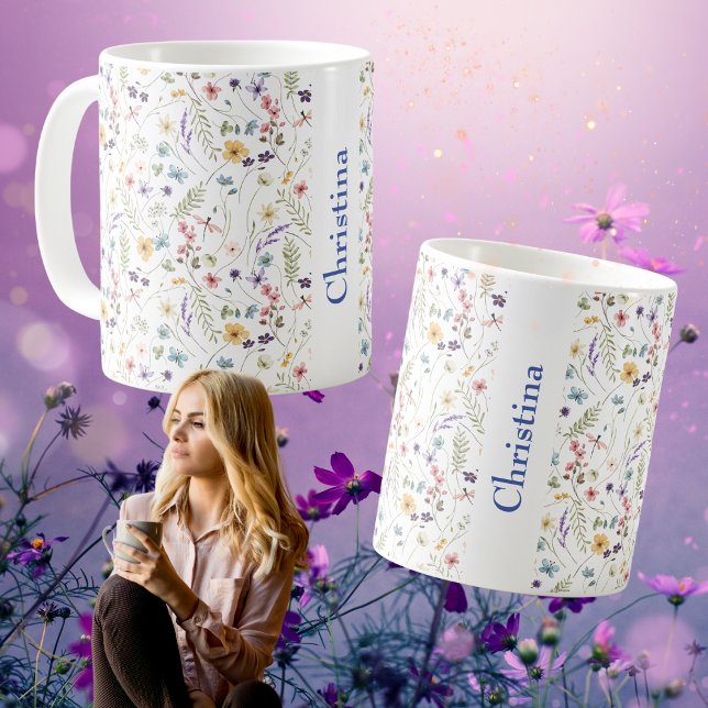 Summer Meadow Allover Pattern Name Coffee Mug (Summer Meadow Allover Pattern Name Coffee Mug)