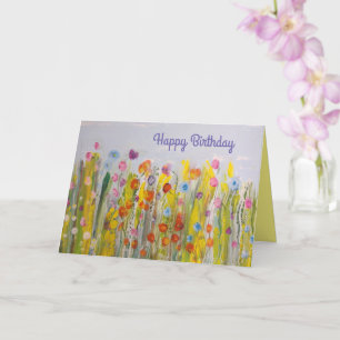 Summer Meadow Bright Abstract Floral Birthday Card