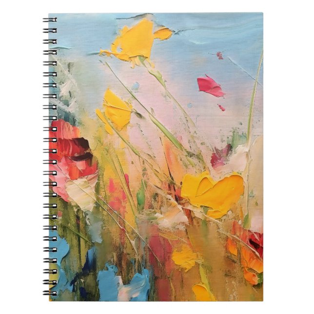 Summer Meadow – Expressive Abstract Wildflowers Notebook (Front)