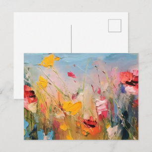 Summer Meadow – Expressive Abstract Wildflowers Postcard