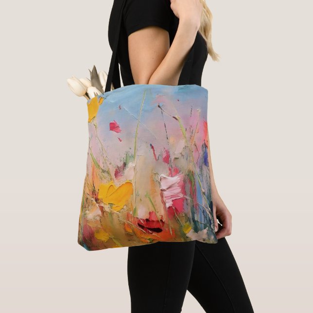 Summer Meadow – Expressive Abstract Wildflowers Tote Bag (Close Up)