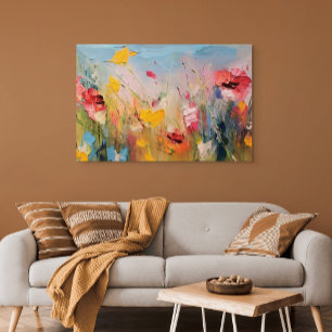 Summer Meadow – Expressive Floral Landscape Canvas Print