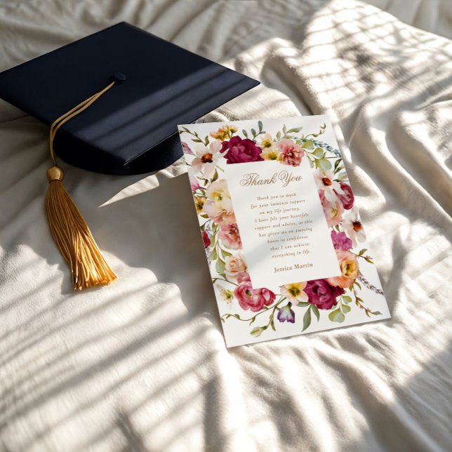 Summer Meadow Floral Graduation Thank You Card (Creator Uploaded)