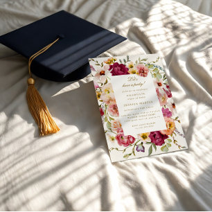 Summer Meadow Floral Photo Graduation Party Invite