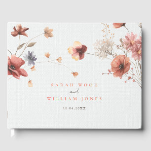 Summer meadow flower Wedding Guest Book