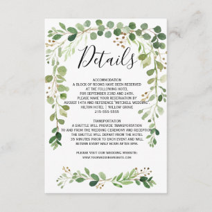 Summer meadow Garland Watercolor Wedding Details Enclosure Card