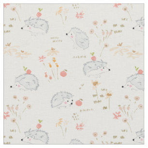 Summer meadow Hedgehog Apple harvesting nursery Fabric
