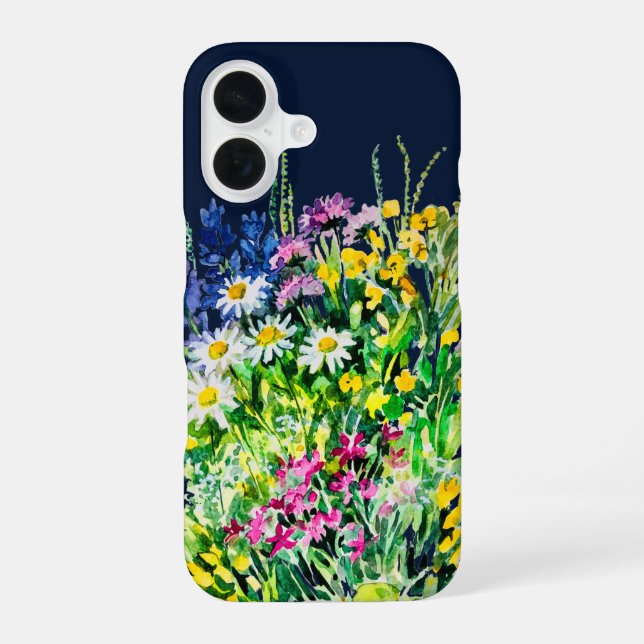 Summer meadow, wild flowers iPhone 16 case (Back)