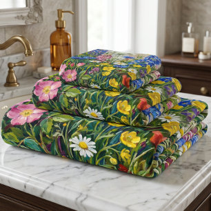 Summer Meadow Wildflowers Bath Towel Set