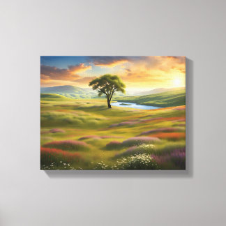 summer meadows at sunset canvas print