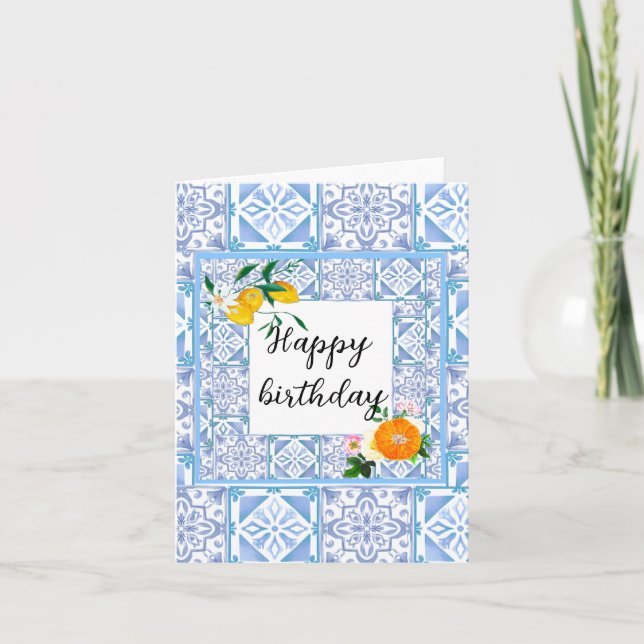 Summer,Mediterranean,Amalfi style,happy birthday  Thank You Card (Front)