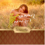 Summer Memories Custom Photo and Calligraphy Photo Sculpture Magnet<br><div class="desc">A beautiful photo design featuring a lovely summer photography inspired by summer hot memories with calligraphy script and a damask base with faux golden belt and badge.
Personalize by changing the name and text,  as well as the picture or click customize to add your own touch.</div>