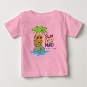Summer Mermaid Cute Baby T-Shirt Pink