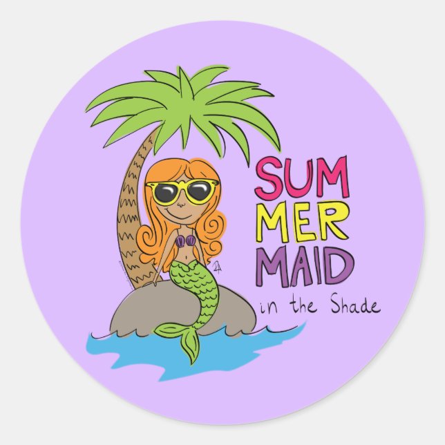 Summer Mermaid Cute Sticker Purple (Front)