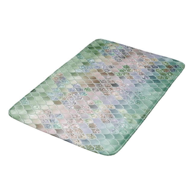 Summer Mermaid Glitter Scales #10 (Faux Glitter) Bath Mat (Angled)