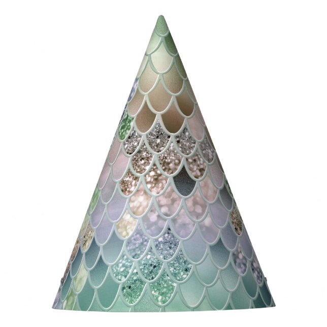 Summer Mermaid Glitter Scales #10 (Faux Glitter) Party Hat (Front)