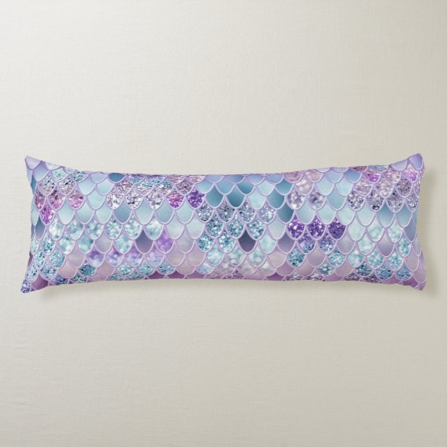 Summer Mermaid Glitter Scales #11 (Faux Glitter) Body Pillow (Front)