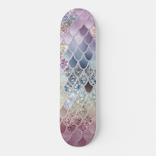 Summer Mermaid Glitter Scales #13 (Faux Glitter)   Skateboard (Front)