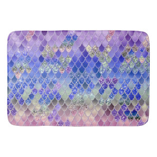 Summer Mermaid Glitter Scales #3 (Faux Glitter)  Bath Mat
