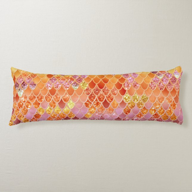 Summer Mermaid Glitter Scales #4 (Faux Glitter) Body Pillow (Front)