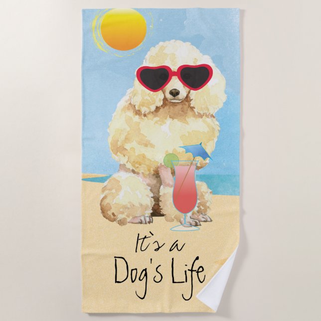 Summer Miniature Poodle Beach Towel (Front)