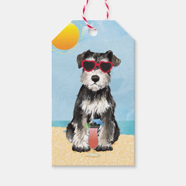 Summer Miniature Schnauzer Gift Tags (Front)