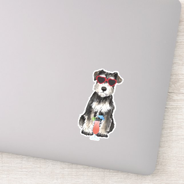 Summer Miniature Schnauzer Vinyl Sticker (Detail)