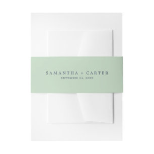 Summer Mint & Navy Wedding Invitation Belly Band