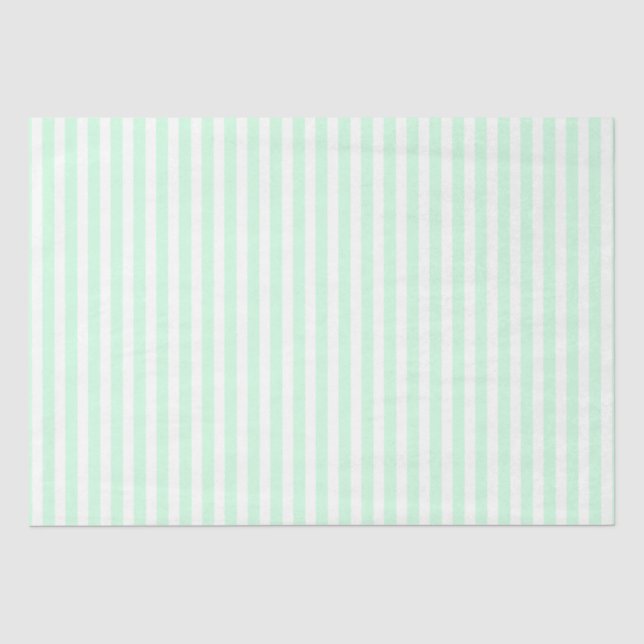 Summer Mint Pale Green Mint & White Stripe Tissue Paper (Front)